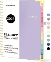 2026 Weekly Monthly Planner, Hardcover A4 Agenda Book with Inner Pocket, Purple